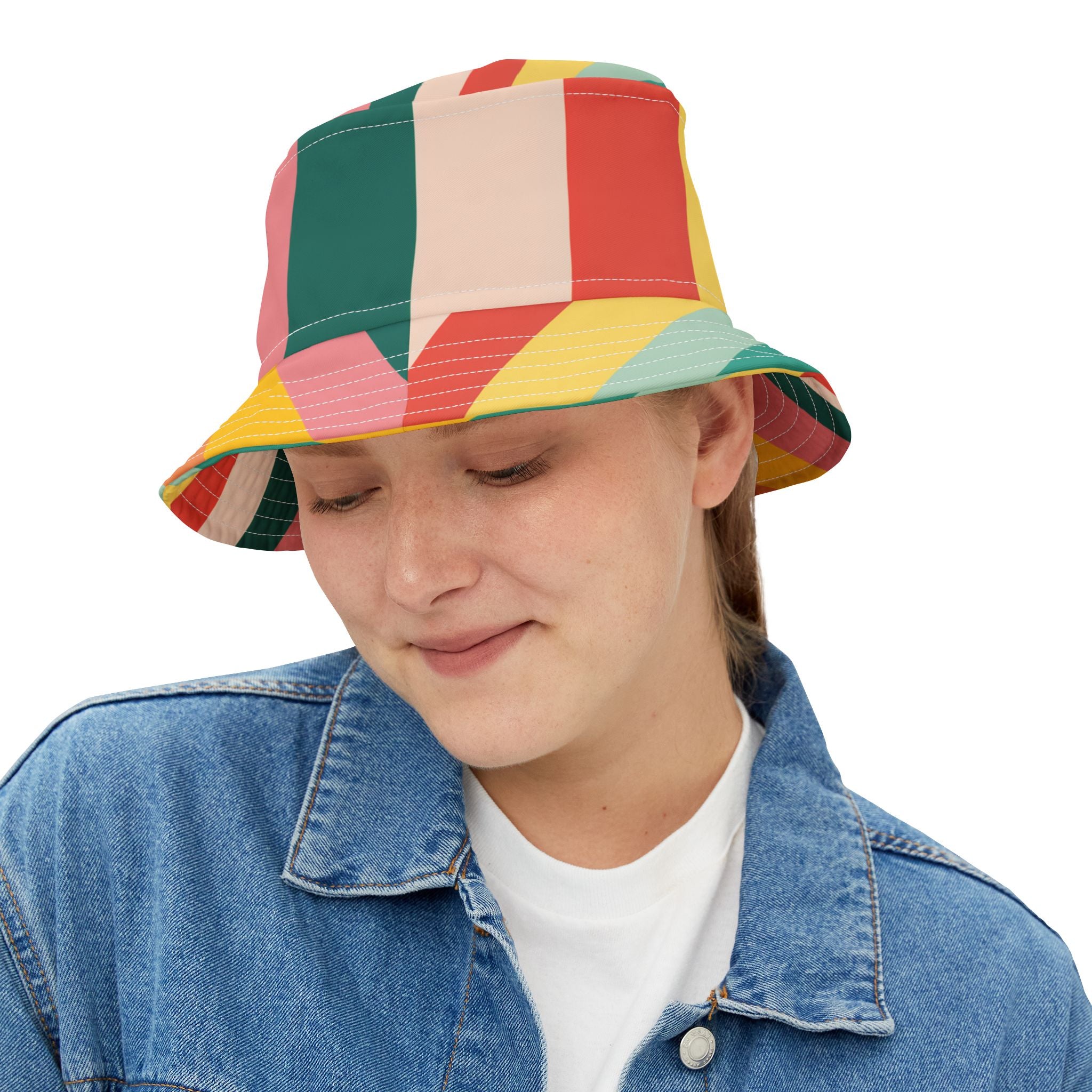 Sun Worshipper in Pastel Stripe Vibrant Bucket Hat