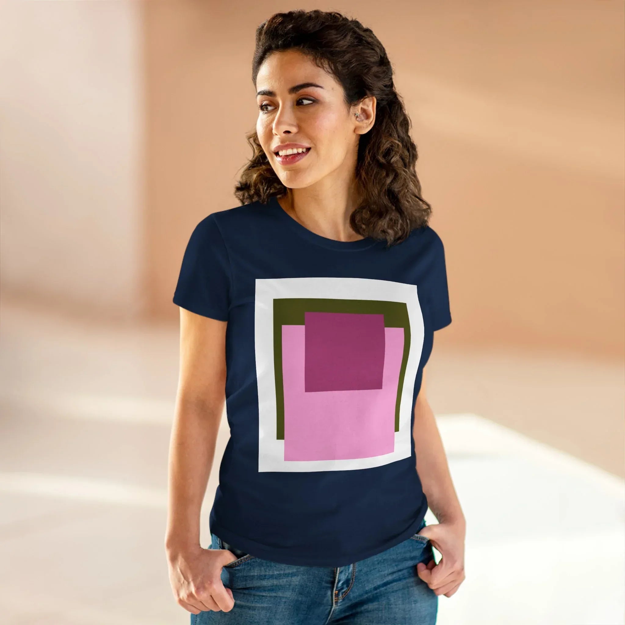 T-Shirt - Pink Rose Granny Quadruple Square Women&