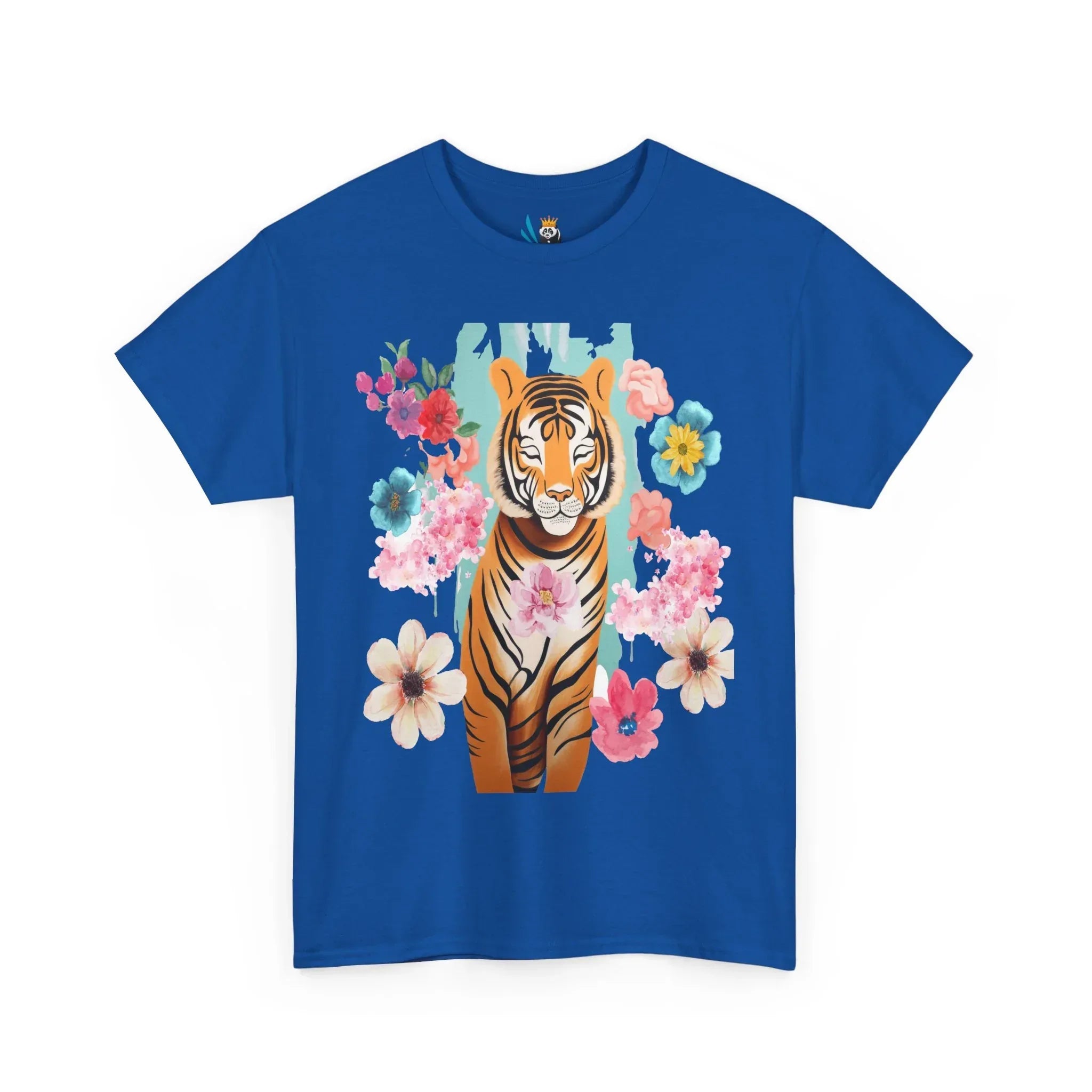 Tiger at Peace in Flowers Heavyweight Unisex Tee
