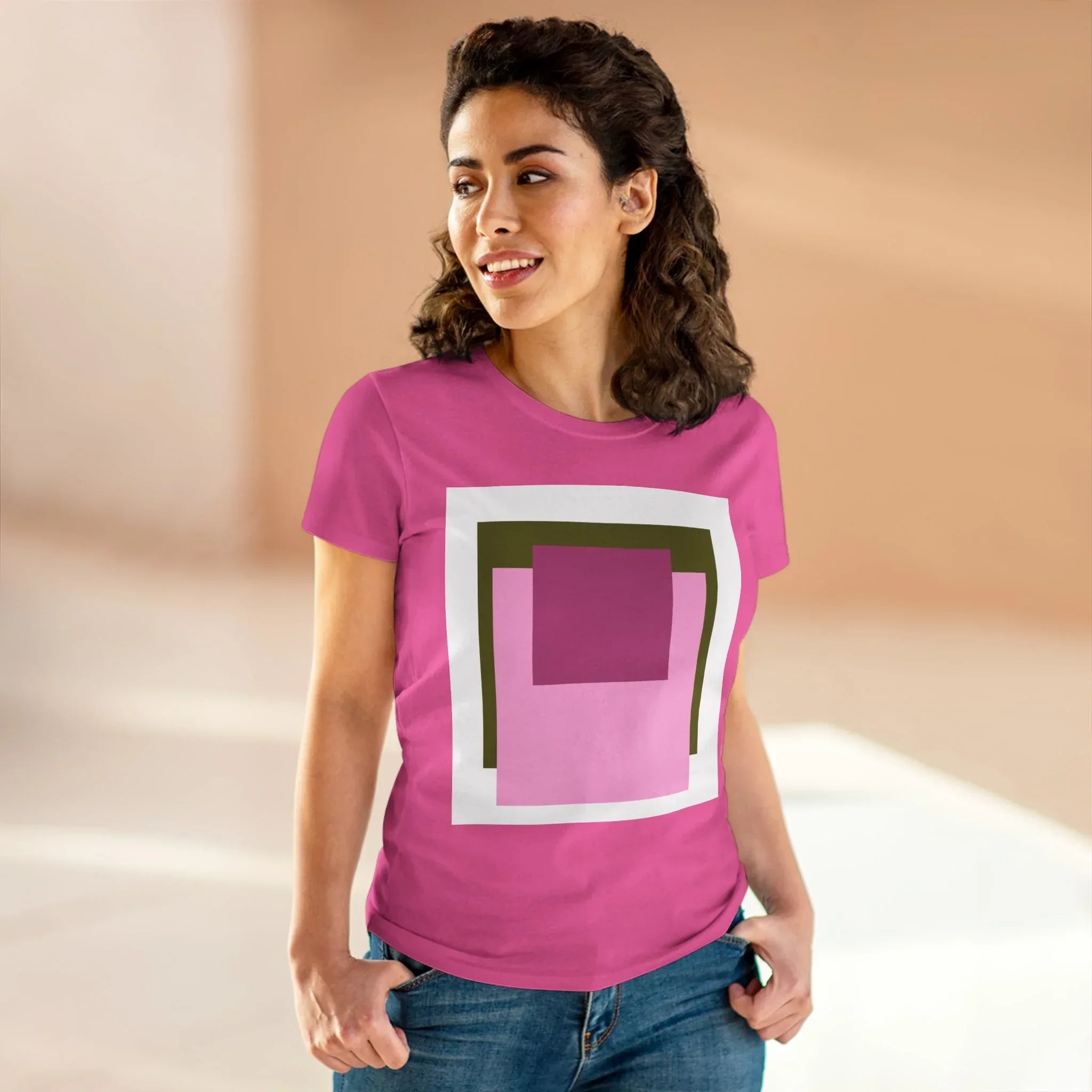 T-Shirt - Pink Rose Granny Quadruple Square Women&