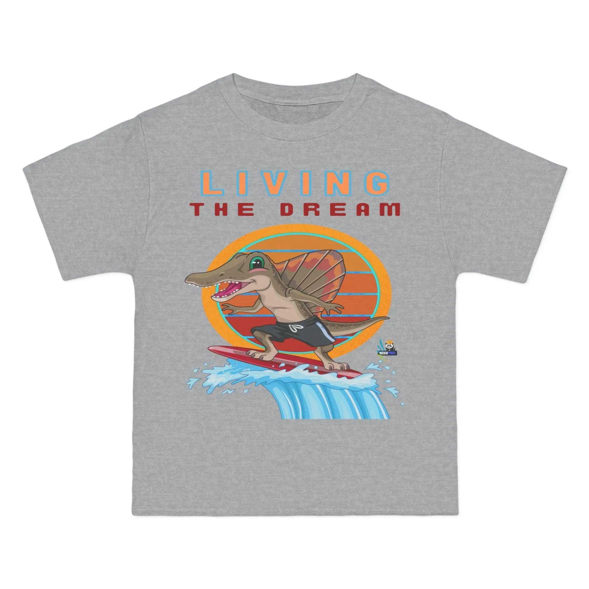 Living the Dream Dinosaur Surfer Heavyweight Tee
