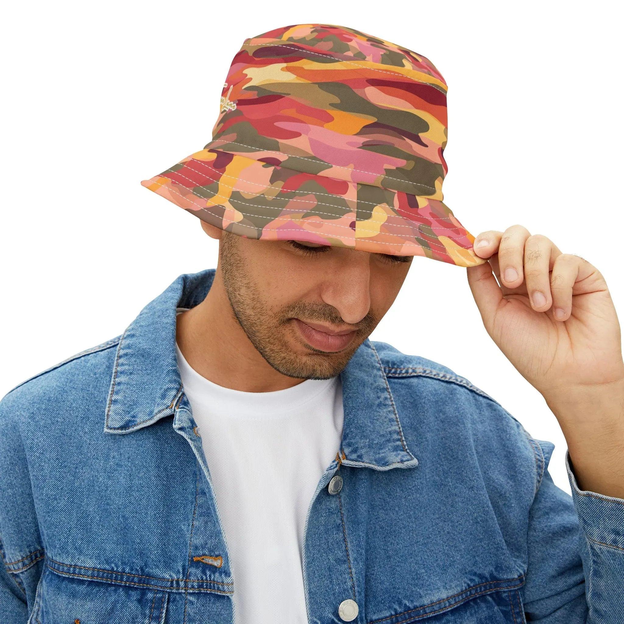 Orange Crush Groove Abstract Camo Vibrant Bucket Hat