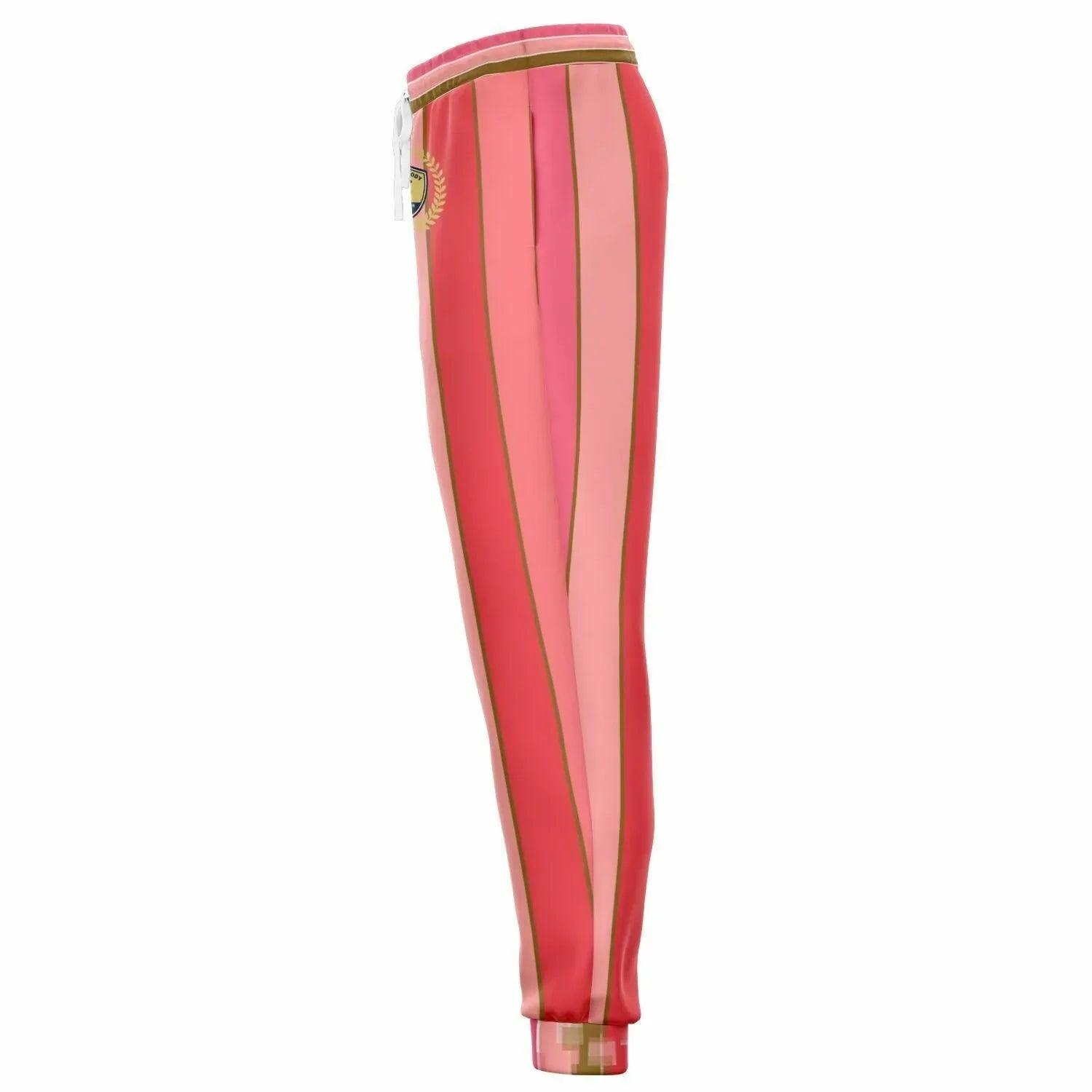 Coral Lipstick Rugby Stripe Eco-Poly Unisex Joggers