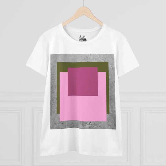 T-Shirt - Pink Rose Granny Quadruple Square Women's Cotton Tee