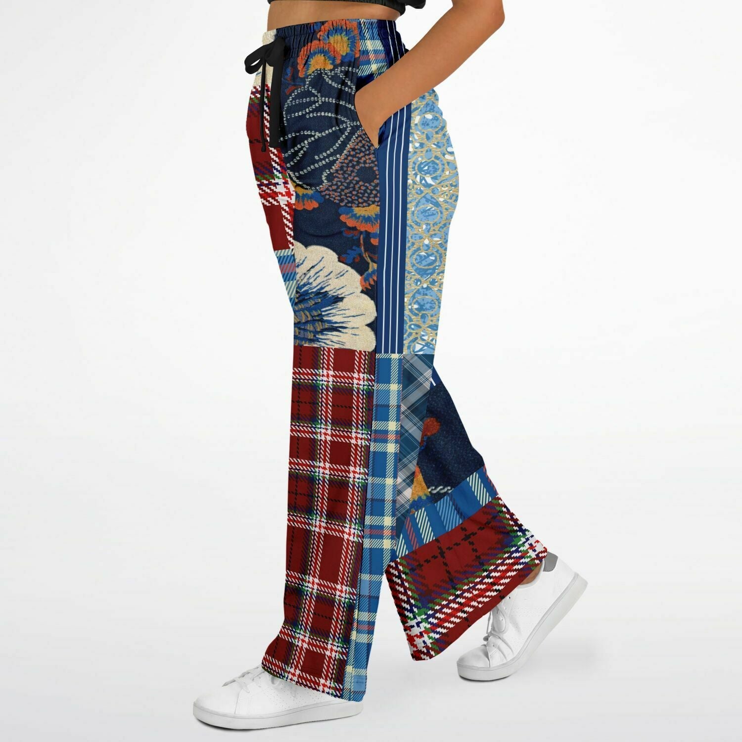 Andromeda Blue Hobo Patchwork Print Eco-Poly Wide Leg Pants