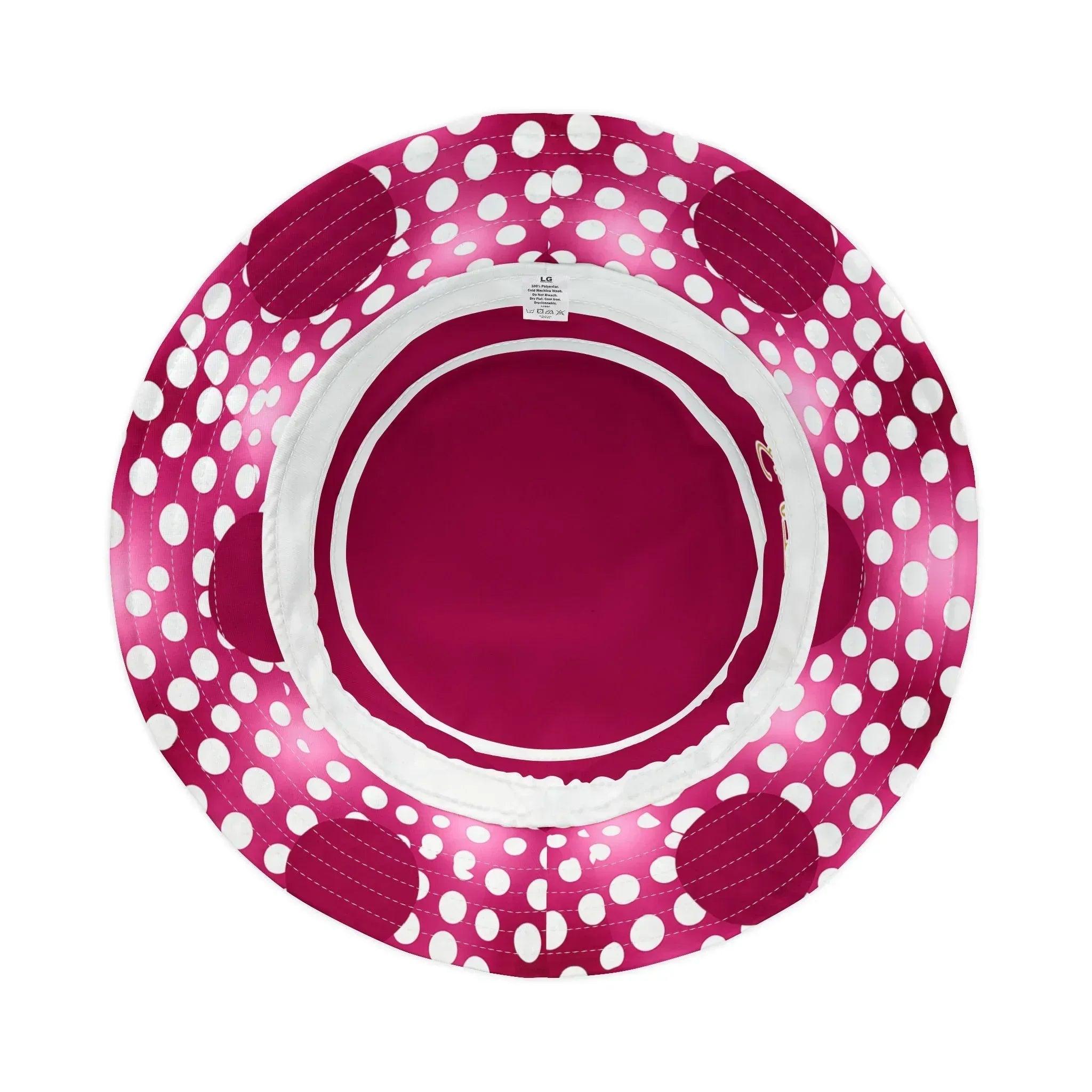 Pink Snowballs in Abstract Polka Dots Vibrant Bucket Hat