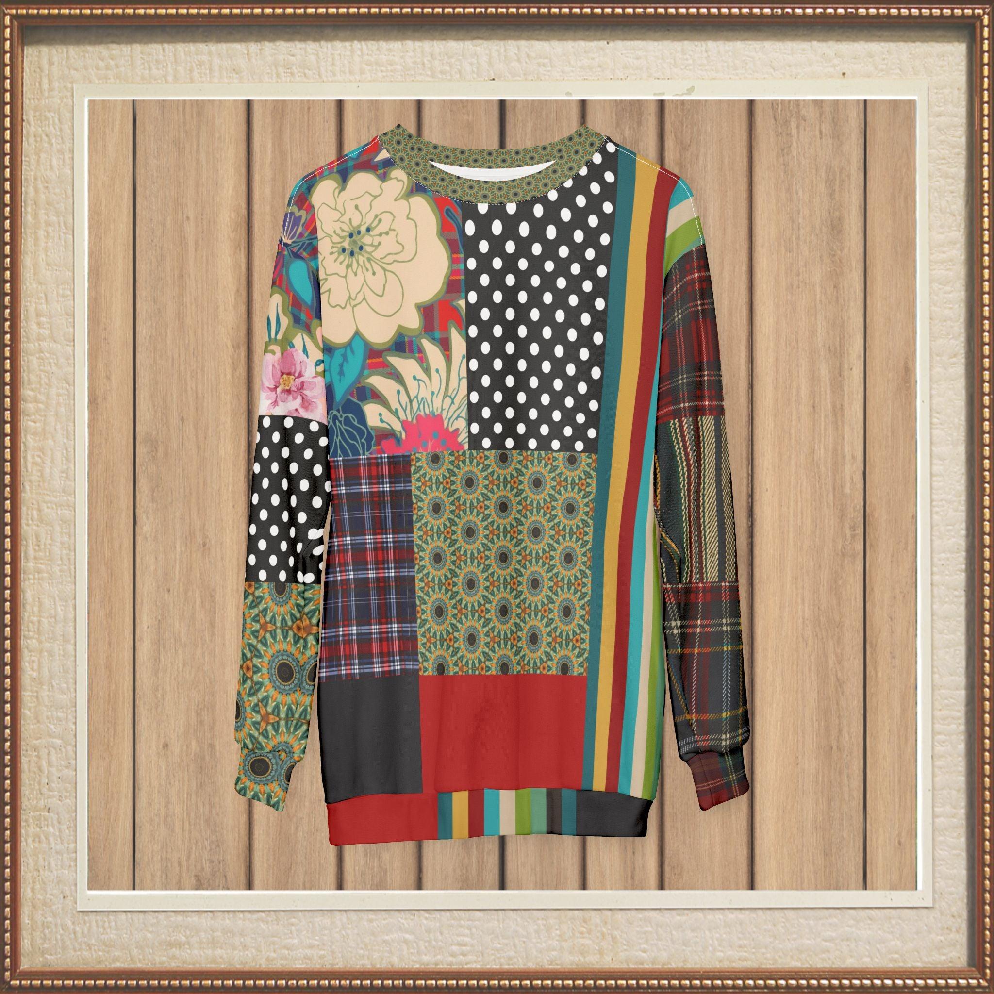 Plaid About Flowers Patchwork Unisex Sweatshirt (Gold Label)