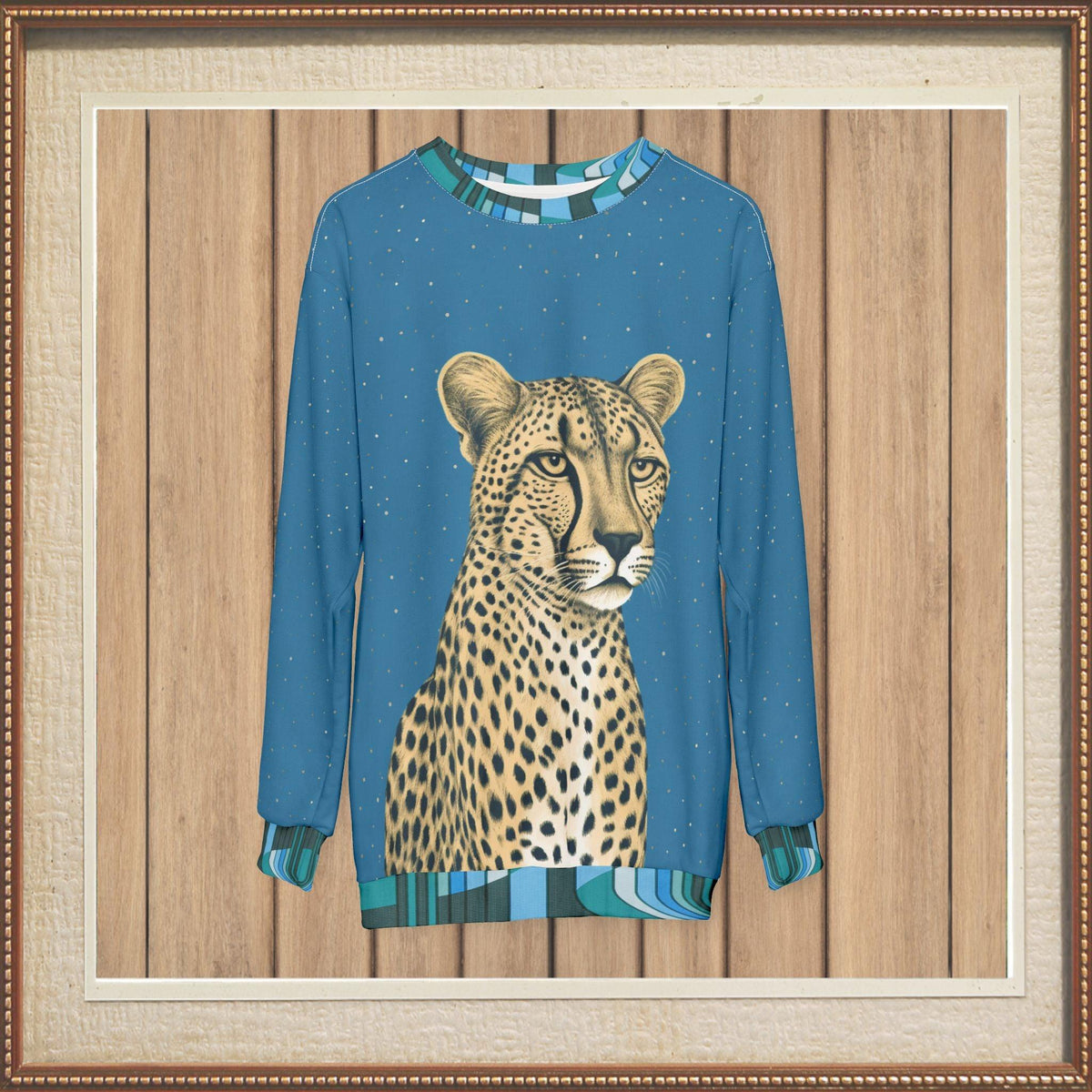 Wild Cheetah in Blue Unisex Sweatshirt (Gold Label)