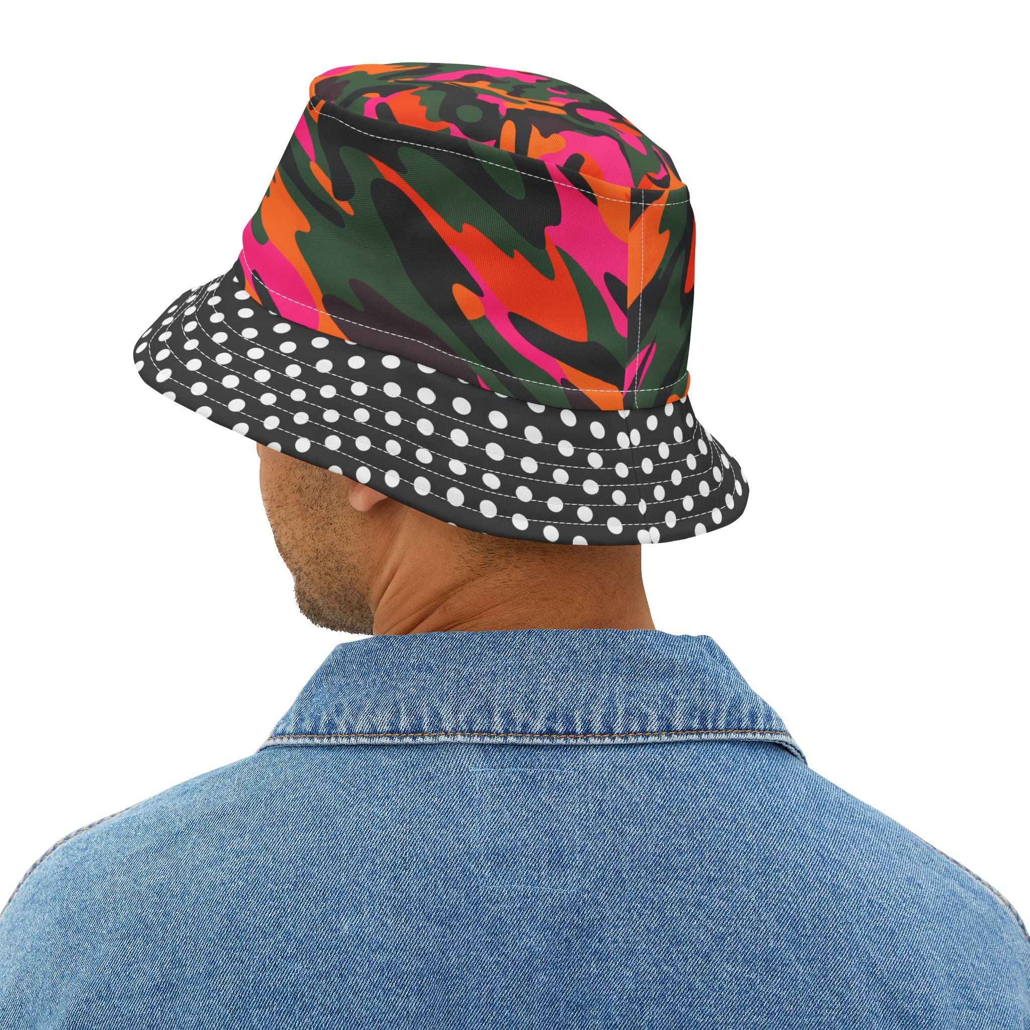 Just a Monday Dayglo Camouflage Polka Dot Vibrant Bucket Hat