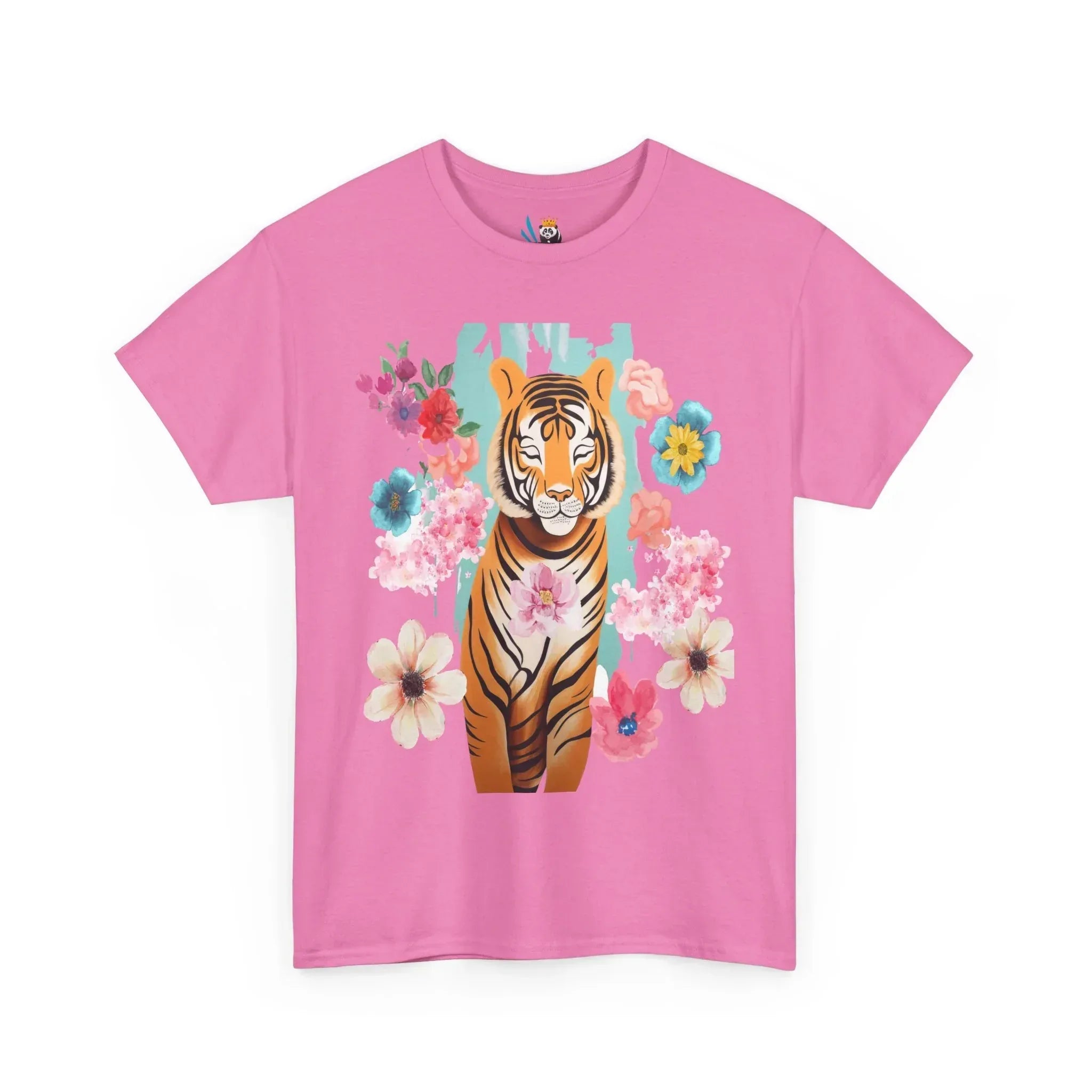 Tiger at Peace in Flowers Heavyweight Unisex Tee