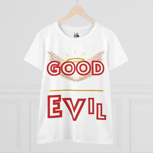 Good vs Evil Women's Graphic Tee - Fun Casual Cotton T-Shirt