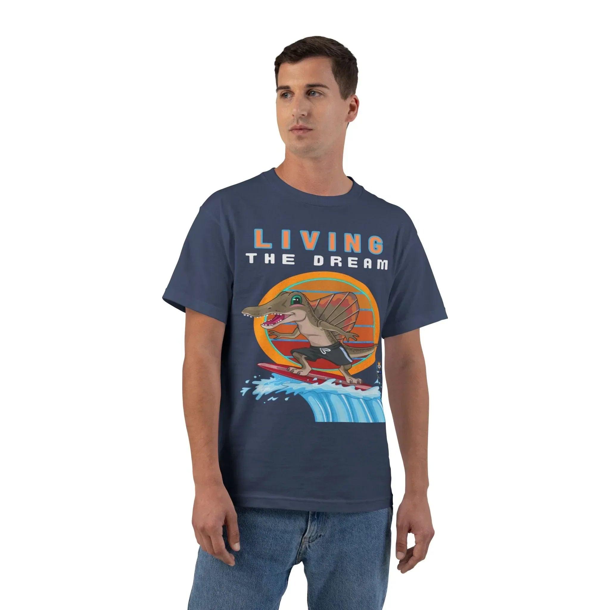 Living the Dream Dinosaur Surfer Heavyweight Tee