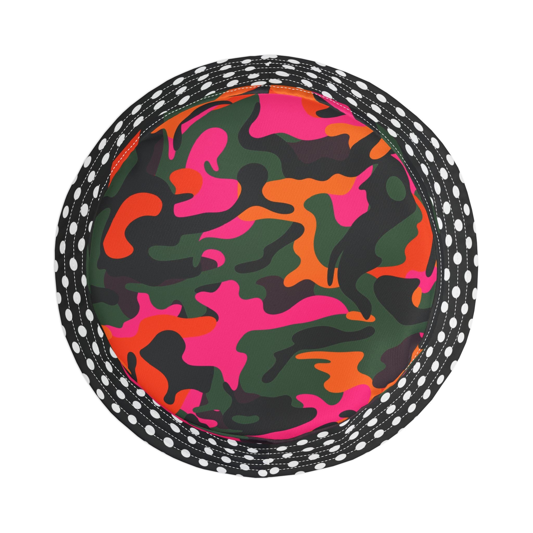 Just a Monday Dayglo Camouflage Polka Dot Vibrant Bucket Hat
