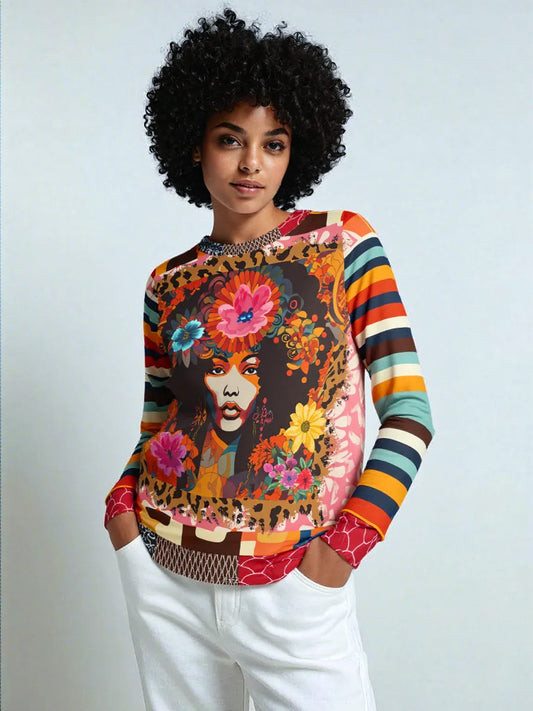 1970s Natural Woman Rugby Stripe Unisex Sweatshirt (Gold Label)