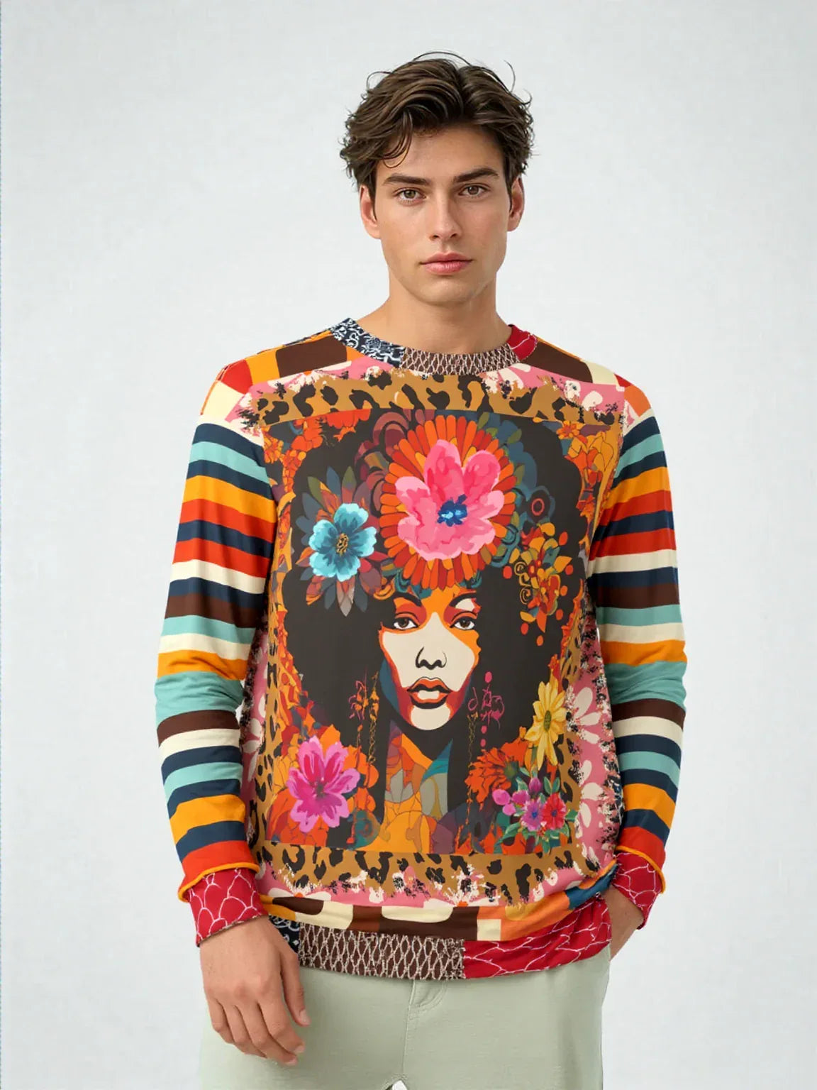 1970s Natural Woman Rugby Stripe Unisex Sweatshirt (Gold Label)