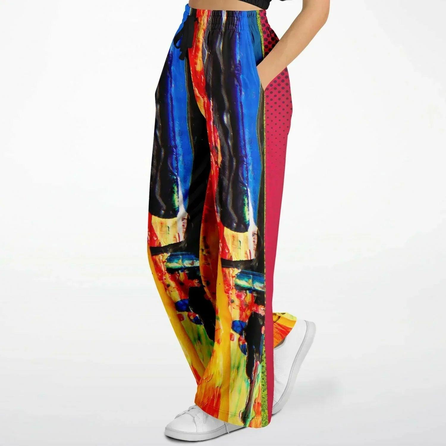 Esplanade Abstract and Colorblock Striped Eco-Poly Wide Leg Pants