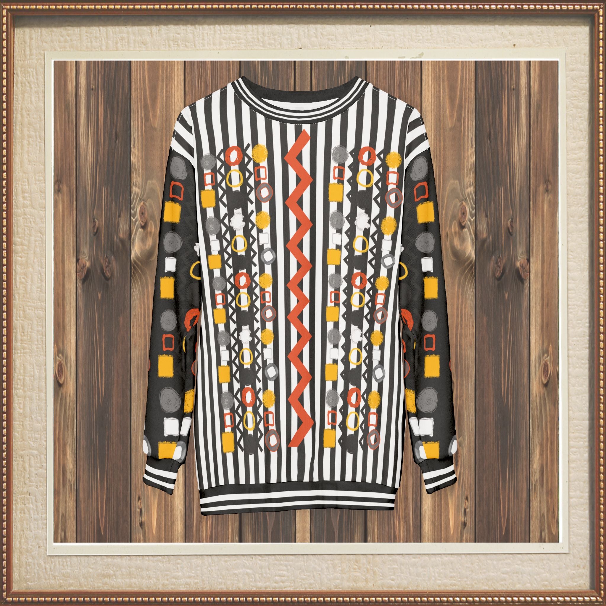 Black Stripe and Bright Geometric Funhouse Unisex Sweatshirt (Gold Label)