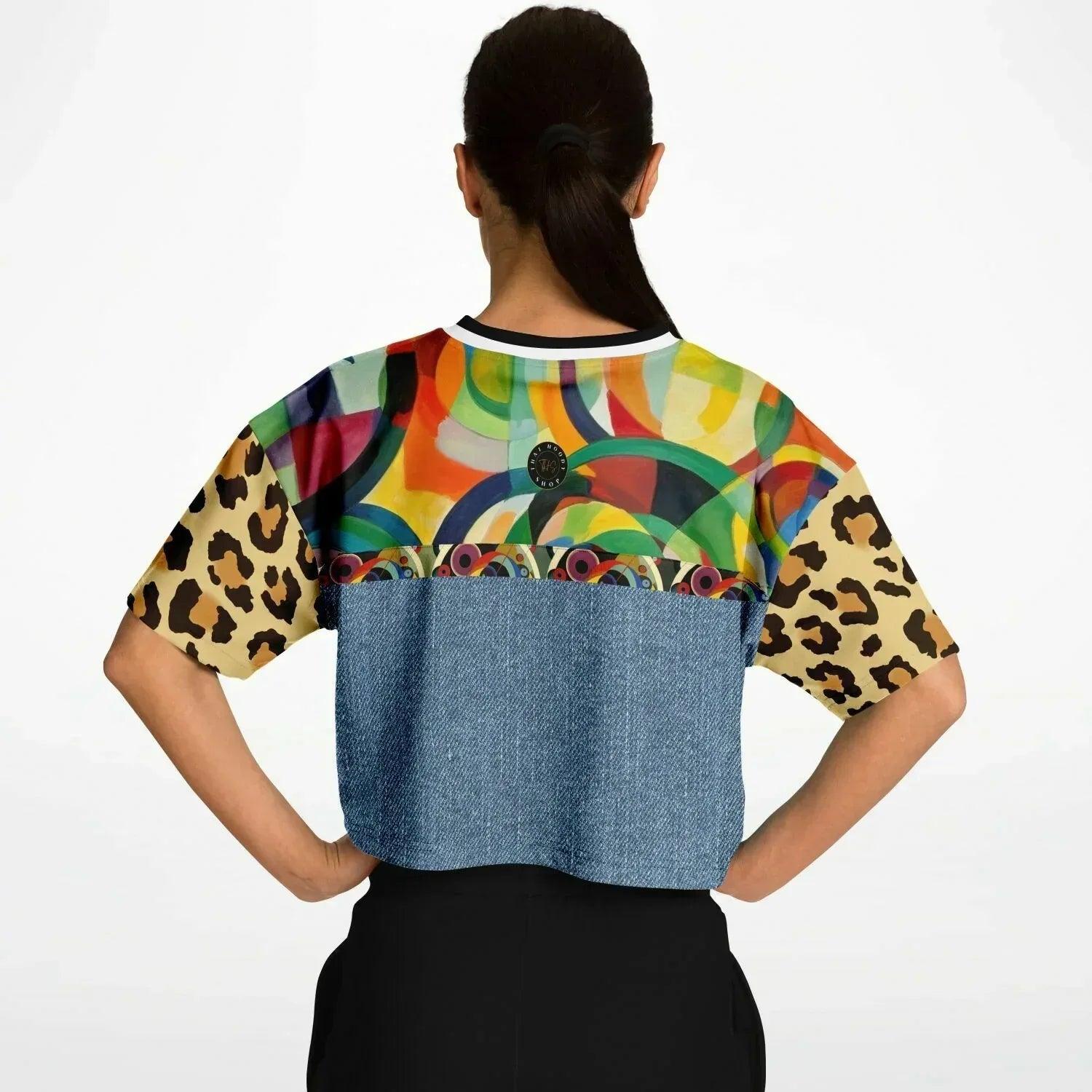 Afro-Queen Solace THS Leopard Eco-Poly V-neck Crop Jersey