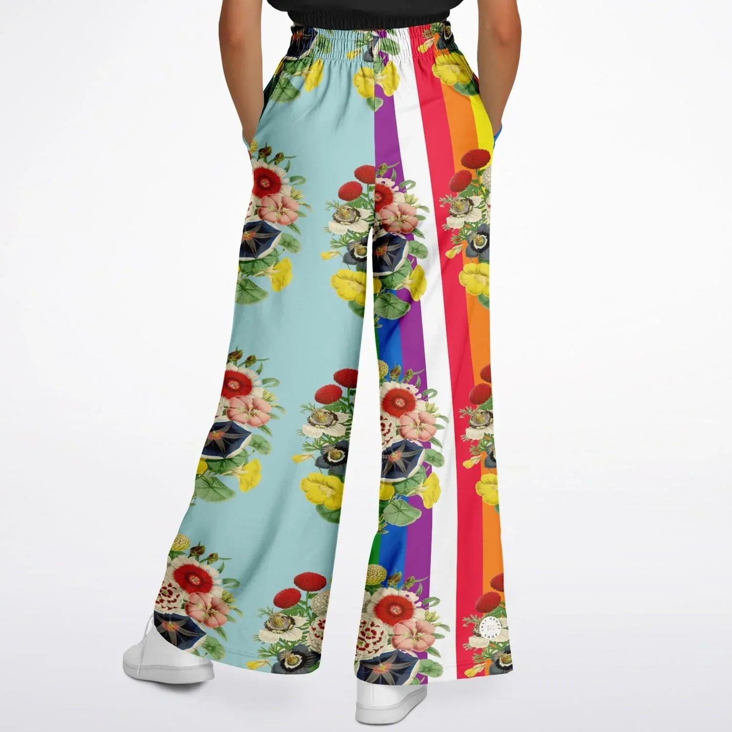 Life in Technicolor Rainbow Stripe Eco-Poly Wide Leg Pants
