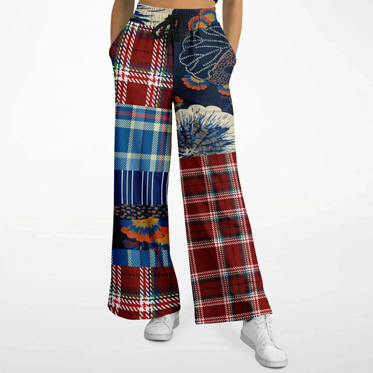 Andromeda Blue Hobo Patchwork Print Eco-Poly Wide Leg Pants