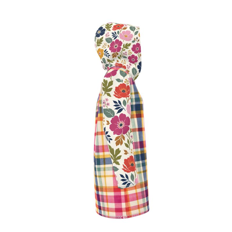 Bloom Baby Bloom in Plaid Floral Dots Womens Hooded Rain Jacket