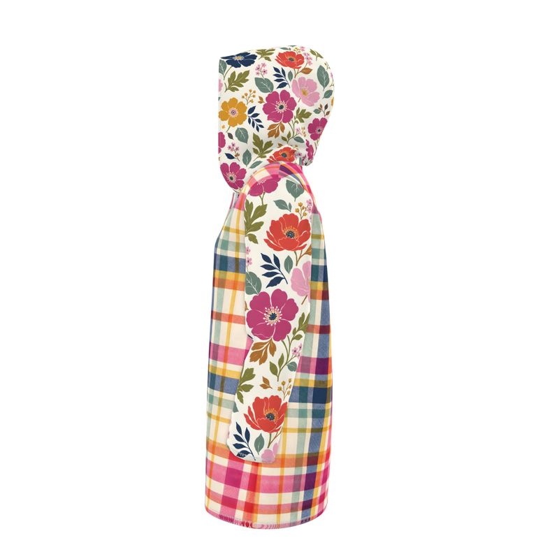 Bloom Baby Bloom in Plaid Floral Dots Womens Hooded Rain Jacket