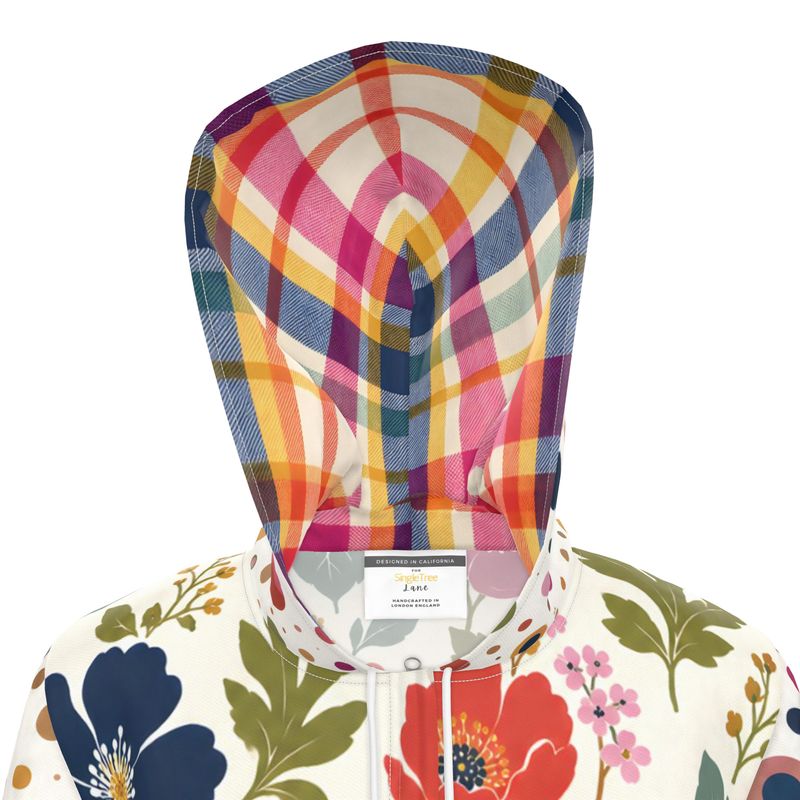 Bloom Baby Bloom in Floral and Dots Womens Hooded Rain Jacket