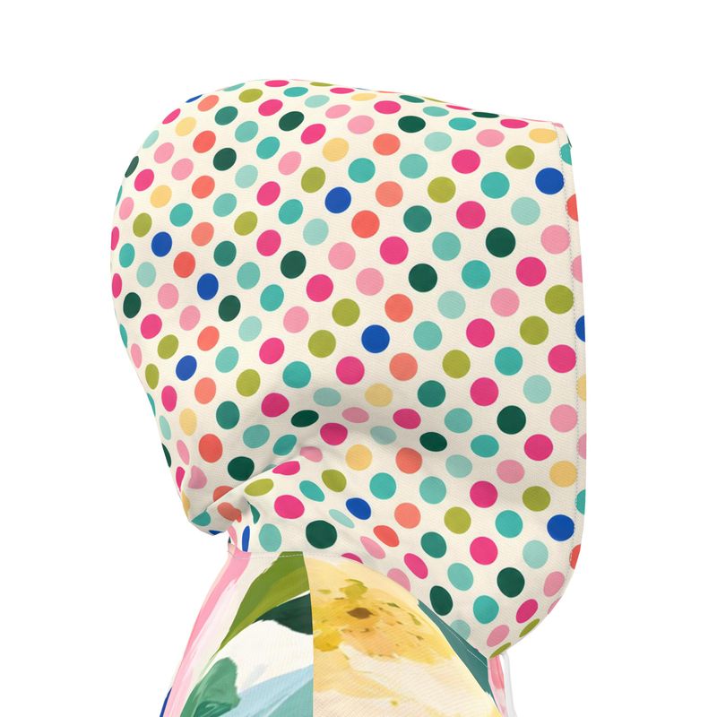 Paris in Full Bloom Floral and Dots Womens Hooded Rain Jacket