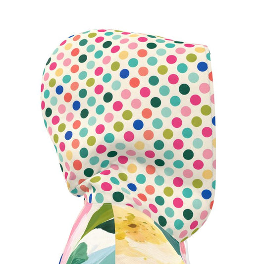 Paris in Full Bloom Floral and Dots Womens Hooded Rain Jacket
