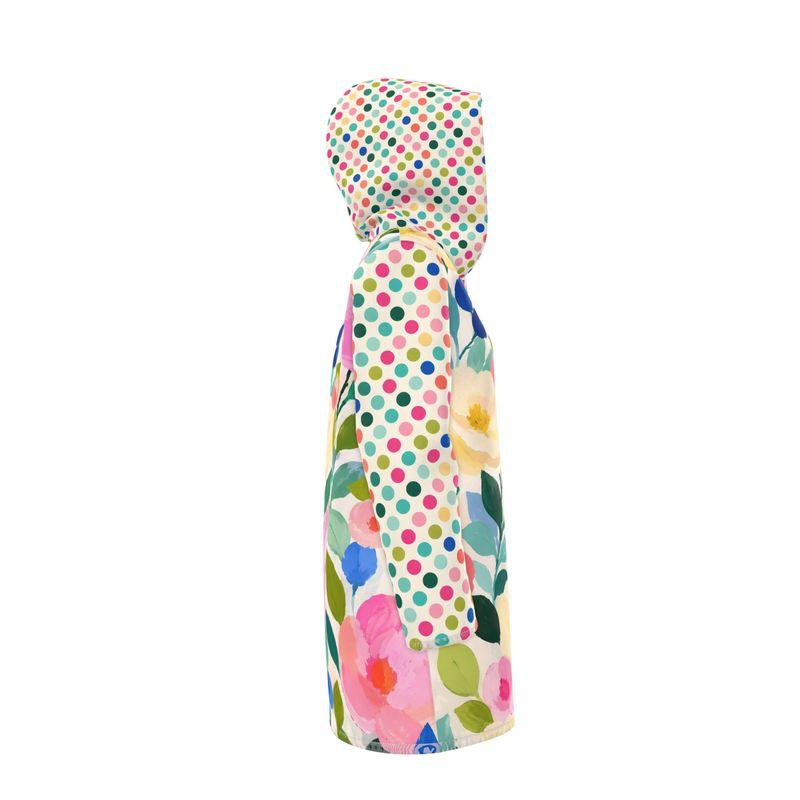 Paris in Full Bloom Floral and Dots Womens Hooded Rain Jacket