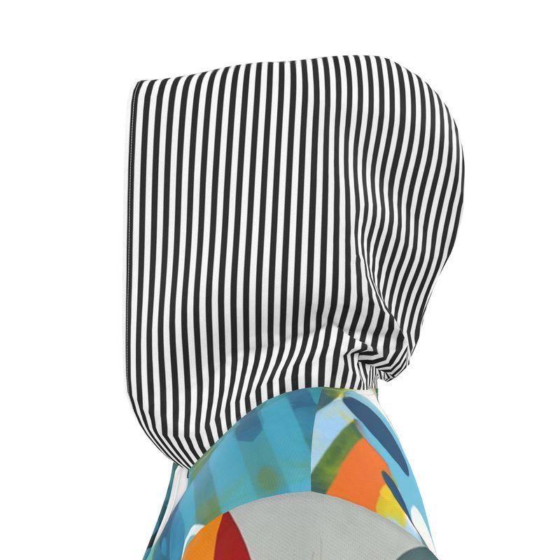 Greek Isles in Abstract & Stripe Womens Hooded Rain Jacket