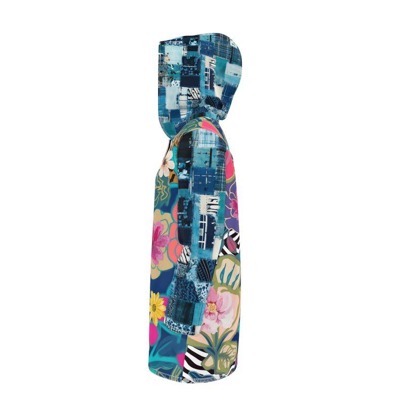 Ophanim Animal Print Floral Patchwork Womens Hooded Rain Jacket