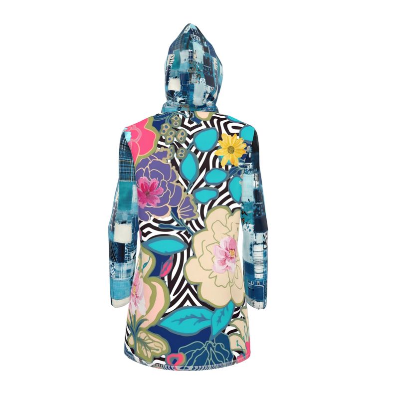 Ophanim Animal Print Floral Patchwork Womens Hooded Rain Jacket
