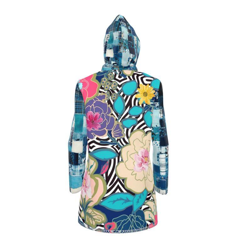 Ophanim Animal Print Floral Patchwork Womens Hooded Rain Jacket