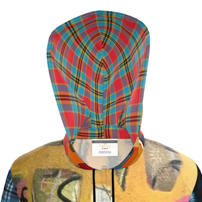 Walking in Geometric Colorblock Womens Hooded Rain Jacket