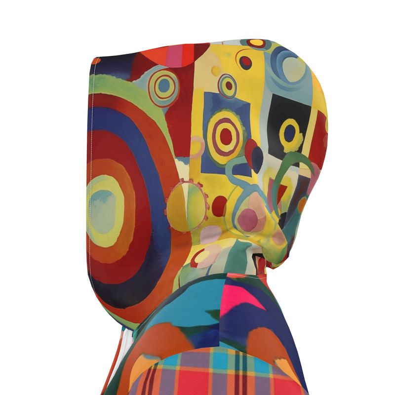 My Walk Through Floral Abstract & Plaid Womens Hooded Rain Jacket