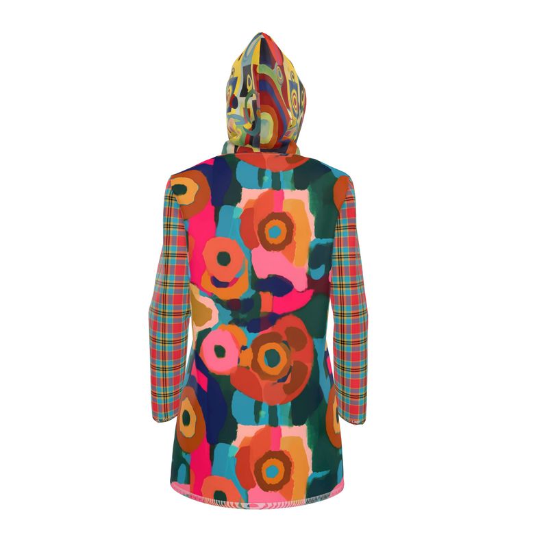 My Walk Through Floral Abstract & Plaid Womens Hooded Rain Jacket