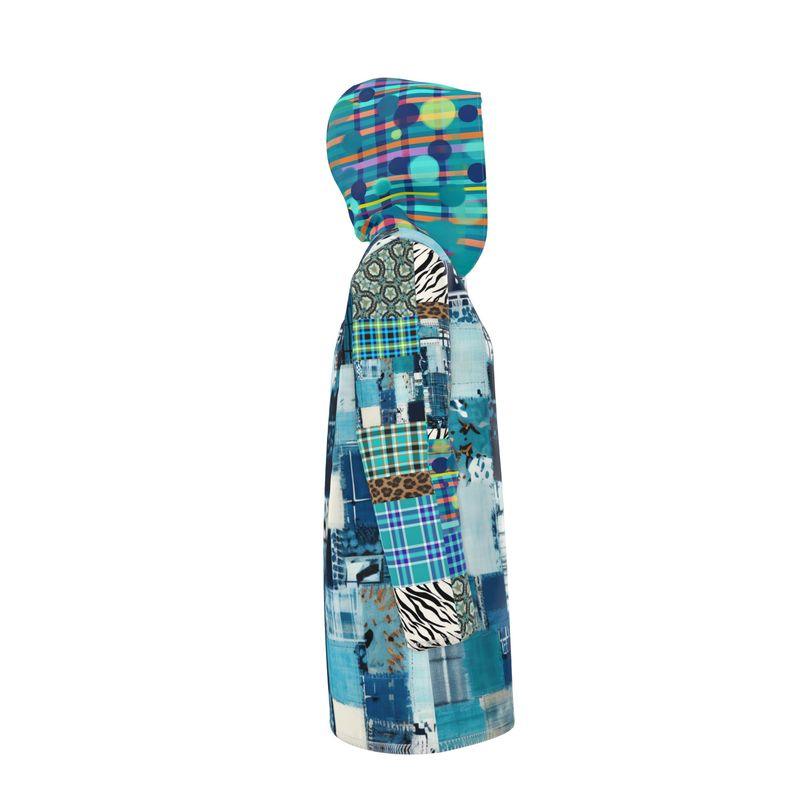 Denim Patchwork Breeze Womens Hooded Rain Jacket