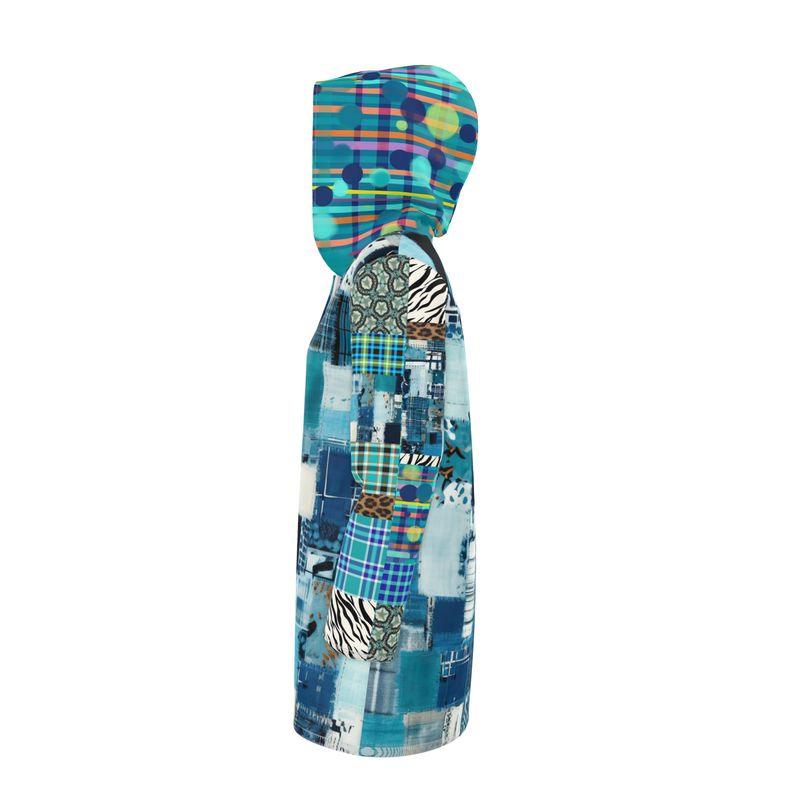 Denim Patchwork Breeze Womens Hooded Rain Jacket