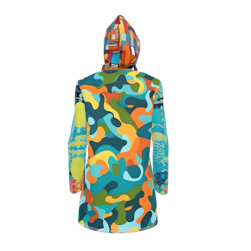 Electric Blue Bahama Camouflage Womens Hooded Rain Jacket