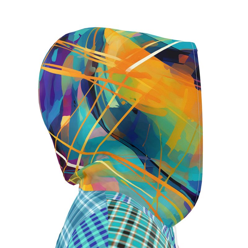 Electric Kaleidoscope Daydream Patchwork Womens Hooded Rain Jacket