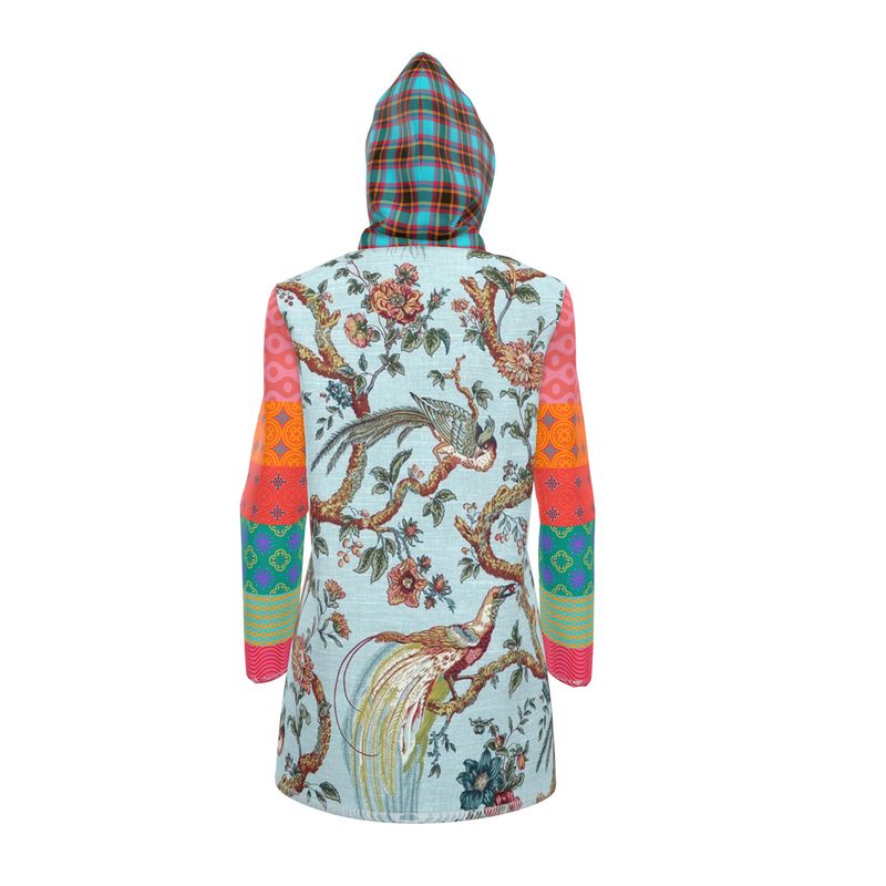 Secret Garden in Blue Chinoiserie Womens Hooded Rain Jacket