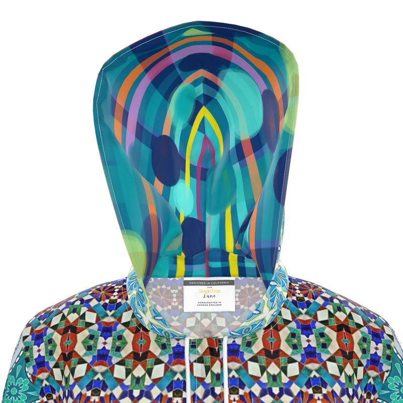Blue Medina Mosaic Womens Hooded Rain Jacket