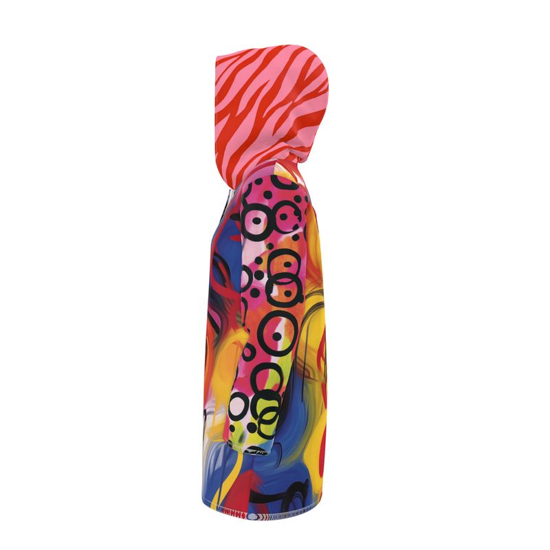 Color Riot Abstract Swirl Womens Hooded Rain Jacket
