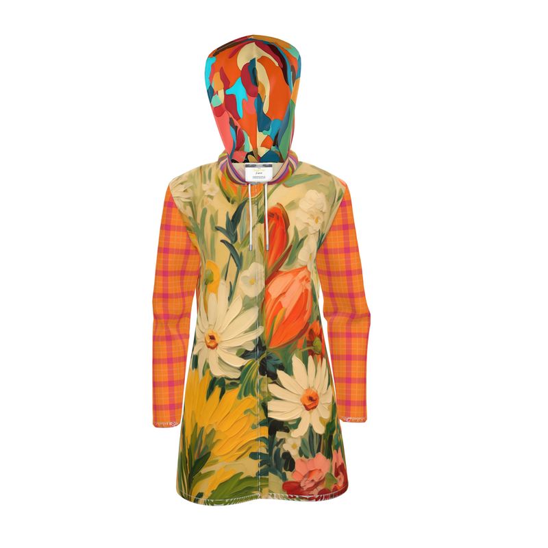 Sunny Butterfly Bloom Womens Hooded Rain Jacket