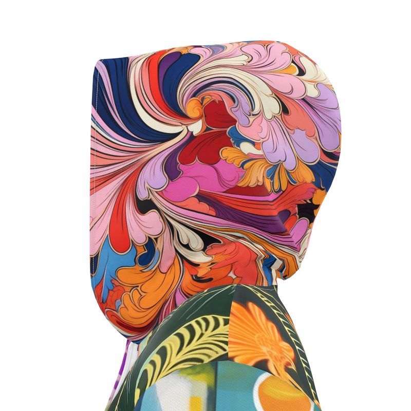 Neon Tropical Lotus Garden Womens Hooded Rain Jacket