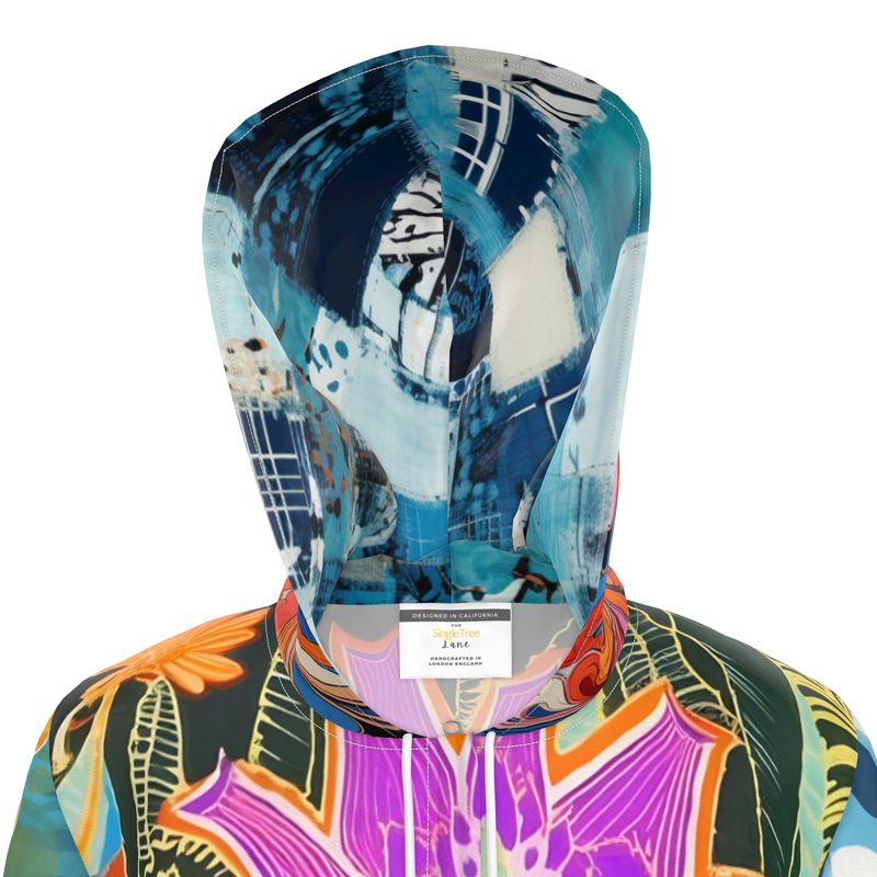 Neon Tropical Lotus Garden Womens Hooded Rain Jacket