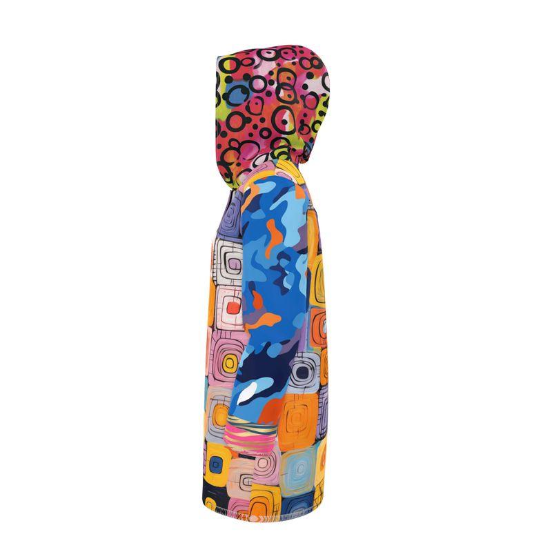 Retro Block Party Womens Hooded Rain Jacket