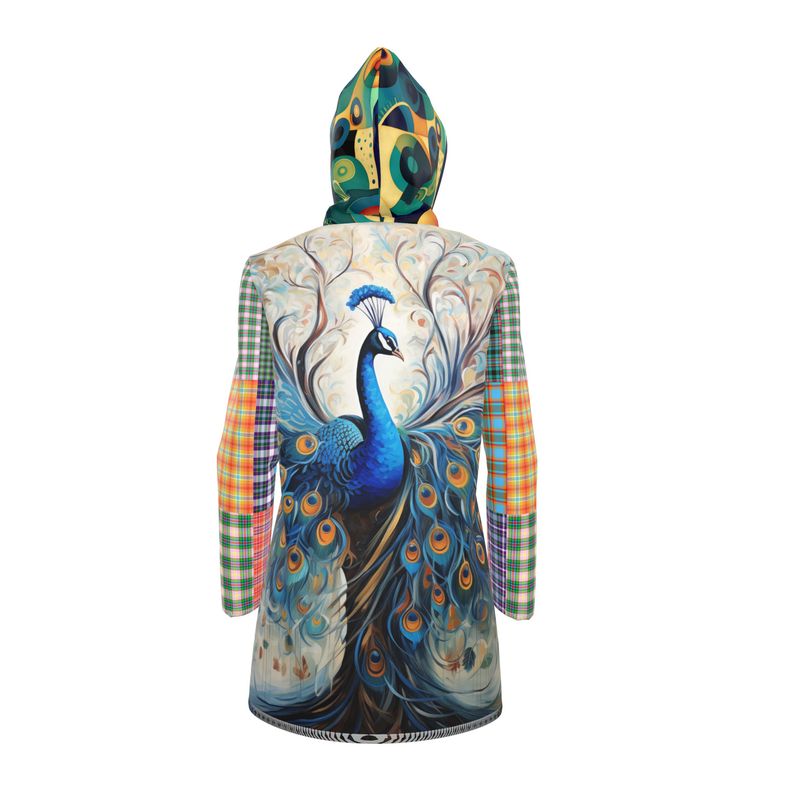 Blue Peacock Garden Womens Hooded Rain Jacket