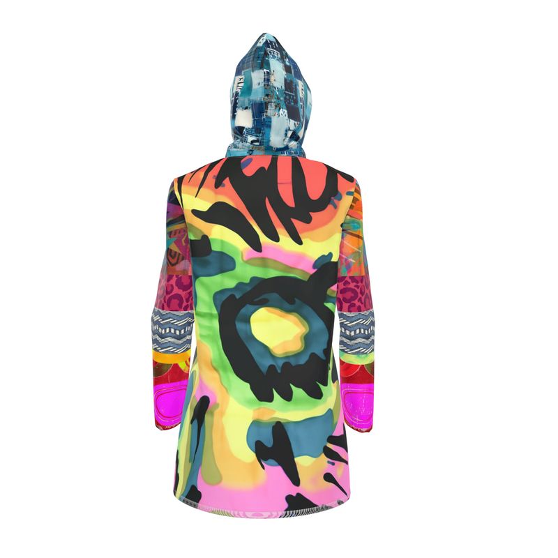 Neon Electric Jungle Remix Womens Hooded Rain Jacket